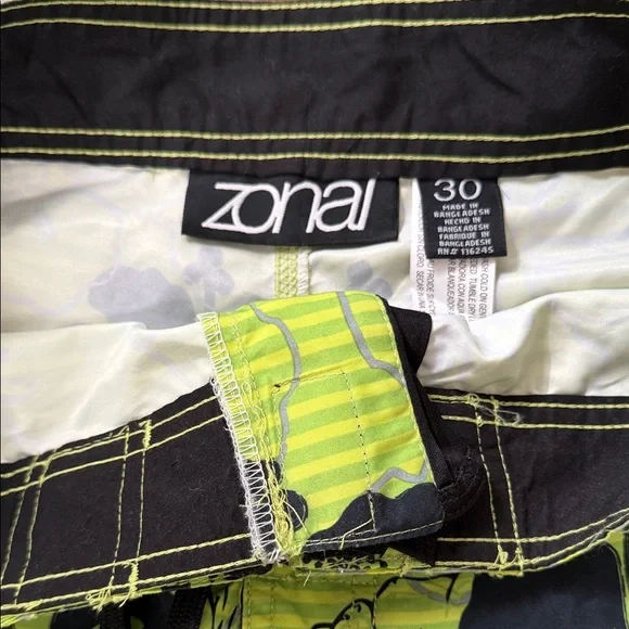 Lime Green Floral Men's Board Shorts - Picture 2 of 7